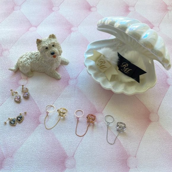 RoseMarie Seoir rose gold chained heart bijou ring - Picture 5 of 6